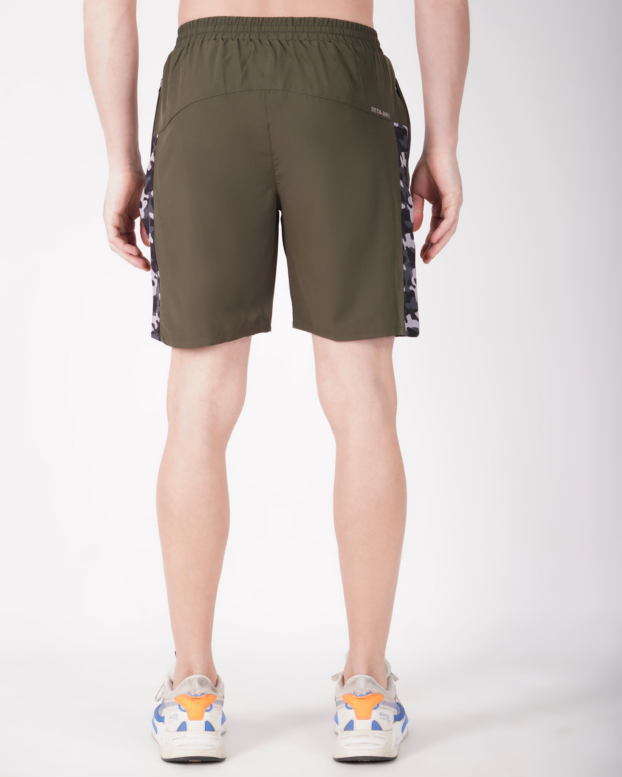 Deta-Dry Men's Active Camouflage Print Shorts Olive Green